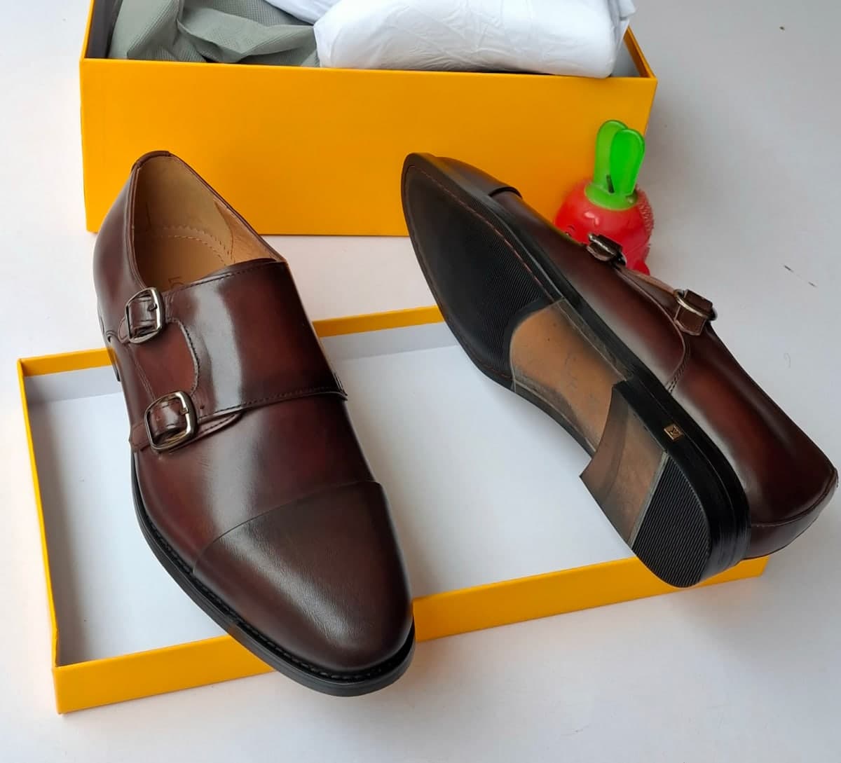Brown Double Monk Strap Shoe